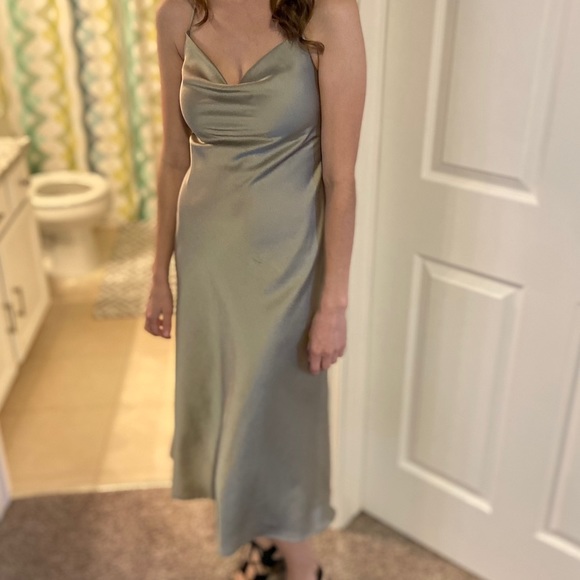 Show Me Your Mumu Green Satin Cowl Dress - Picture 4 of 4